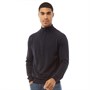 Fluid Herre 1/4 Zip Raglan Strik Med Rund Hals Marineblå
