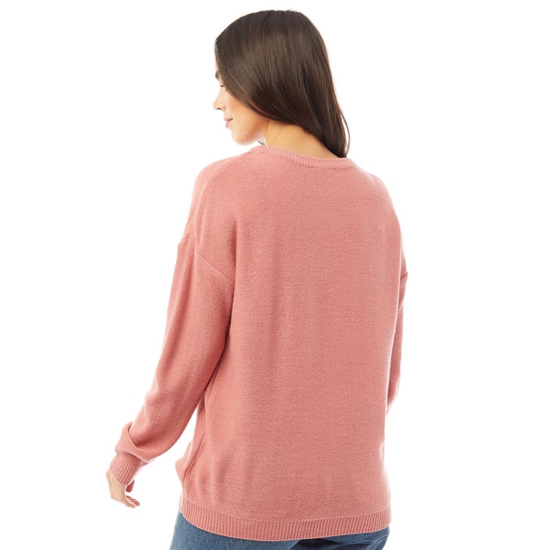 Fluid Dames Basic Trui met Ronde Hals Roze