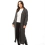 Fluid Cardigan Maxi Length Cardi Femme Anthracite Chiné