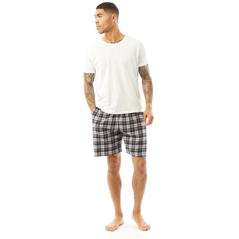 Fluid Mens Woven Pyjama Shorts Navy Check