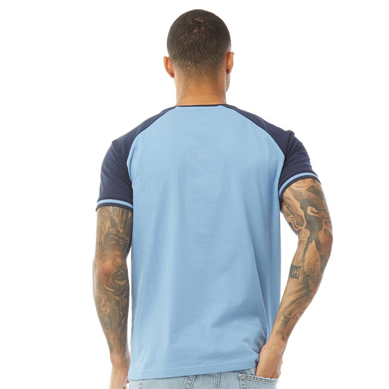 Fluid Męskie Raglan T-Shirt Niebieski