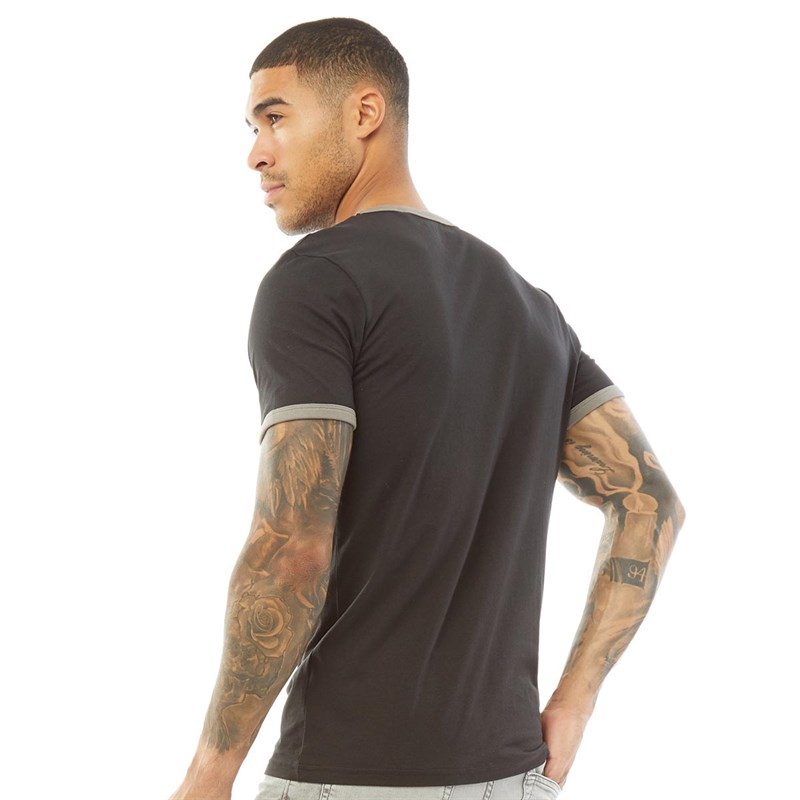 Fluid Mens Ringer T-Shirt Black/Castlerock
