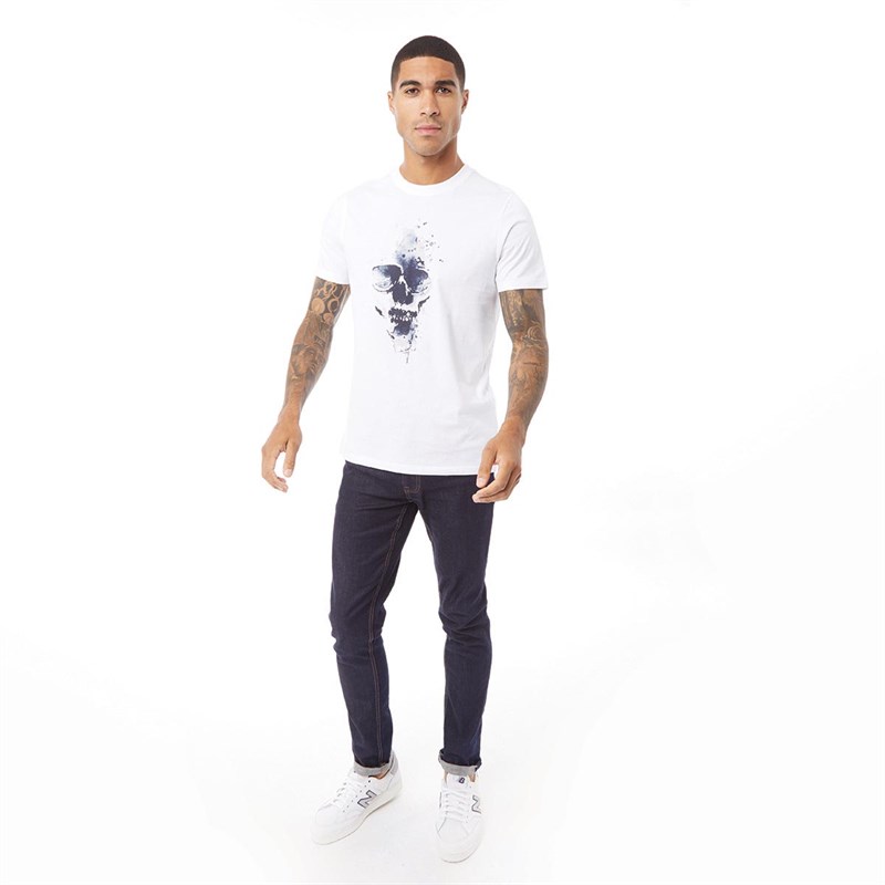 Fluid Mens Skull Print T-Shirt White