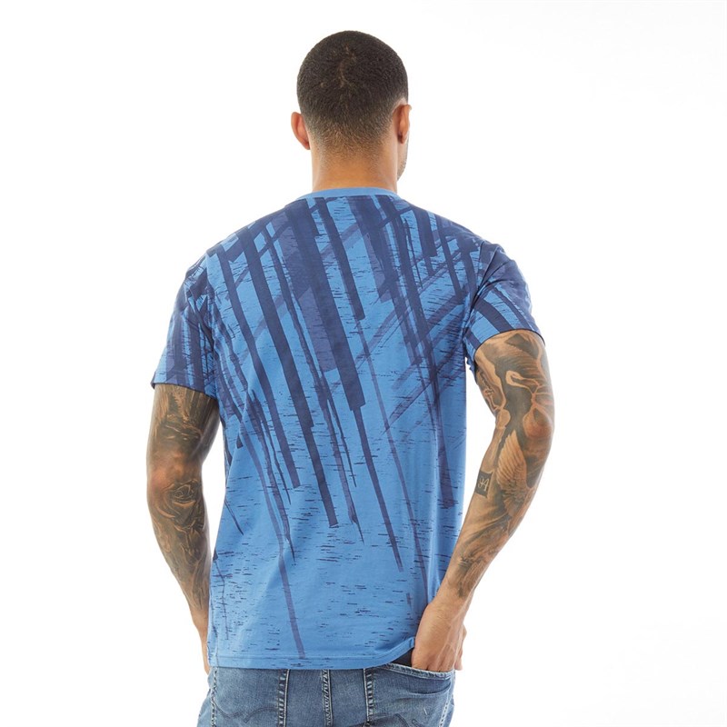 Fluid Mens Marble Ombre T-Shirt Blue