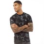 Fluid Mens Tie Dye Print T-Shirt Black/Grey