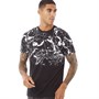 Fluid Mens Marble Ombre Gradient Print T-Shirt Black