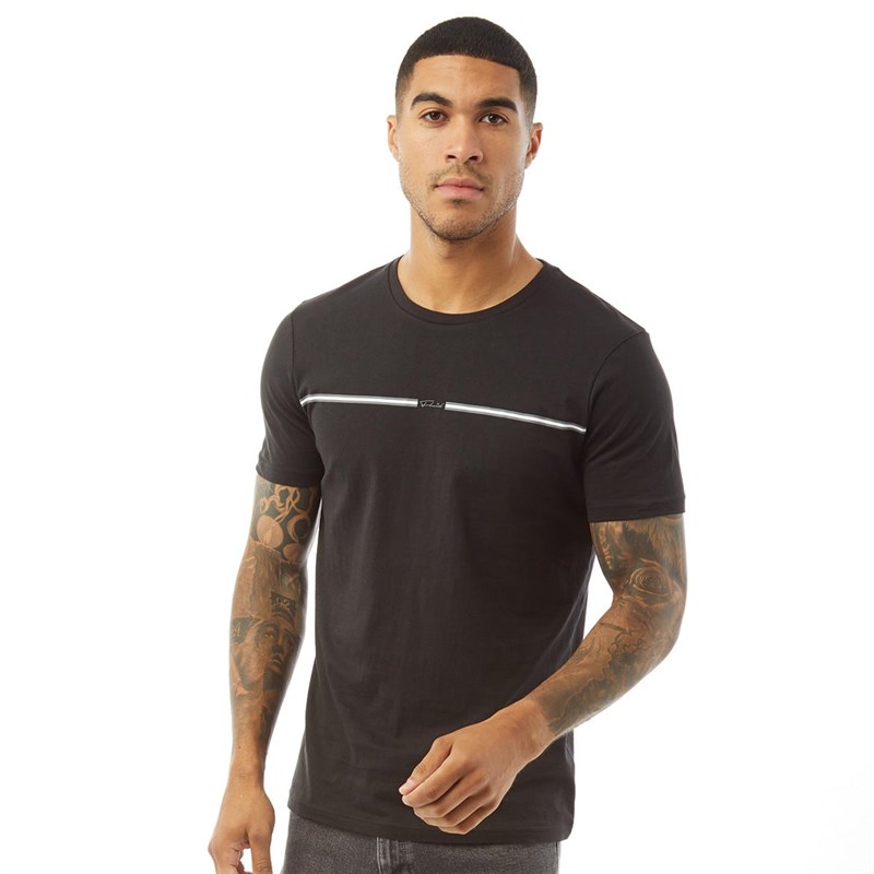 Fluid Herre Chest Stripe T-shirts Sort