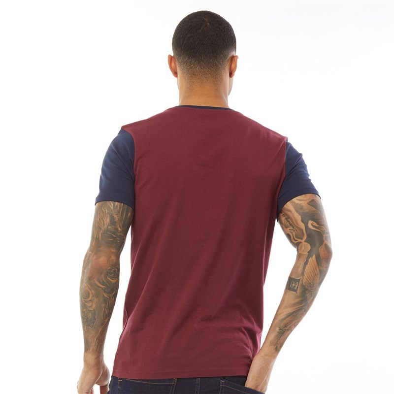 Fluid Mens Colourblock T-Shirt Navy Blazer/White/New Maroon