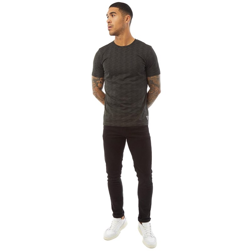 Fluid Mens Dashed Stripe AOP T-Shirt Black