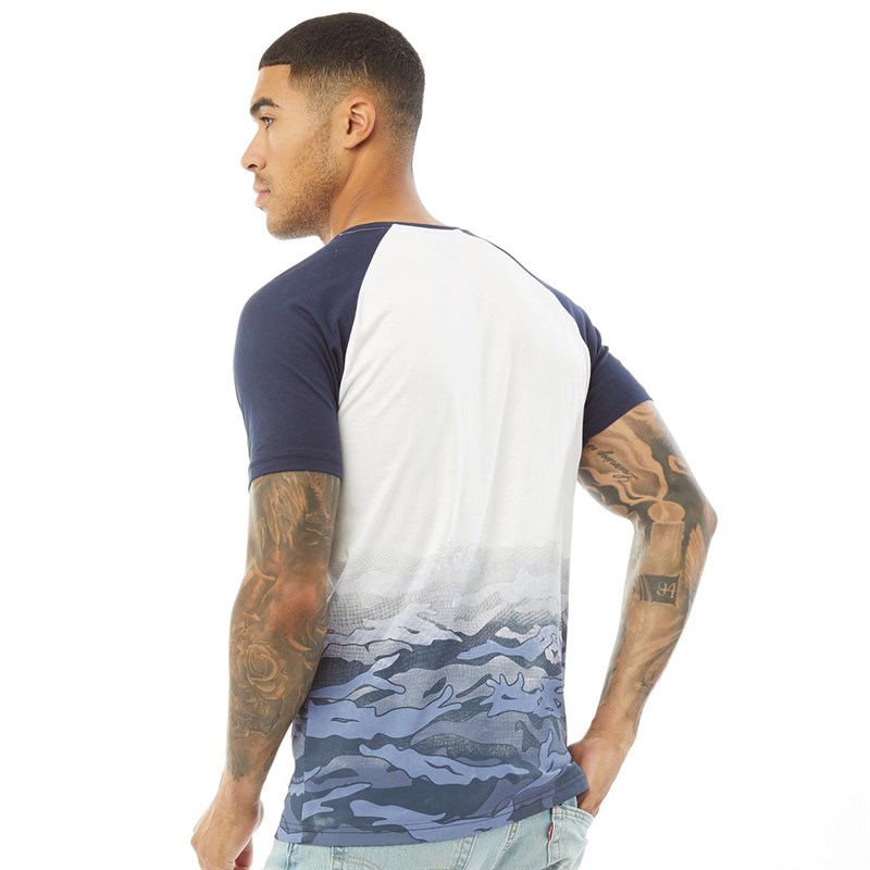 Fluid Mens Graduated Camo Print T-Shirt Navy