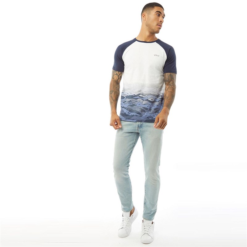 Fluid Mens Graduated Camo Print T-Shirt Navy