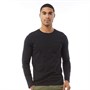 Fluid Mens Plain Crew Neck Long Sleeve Top Black