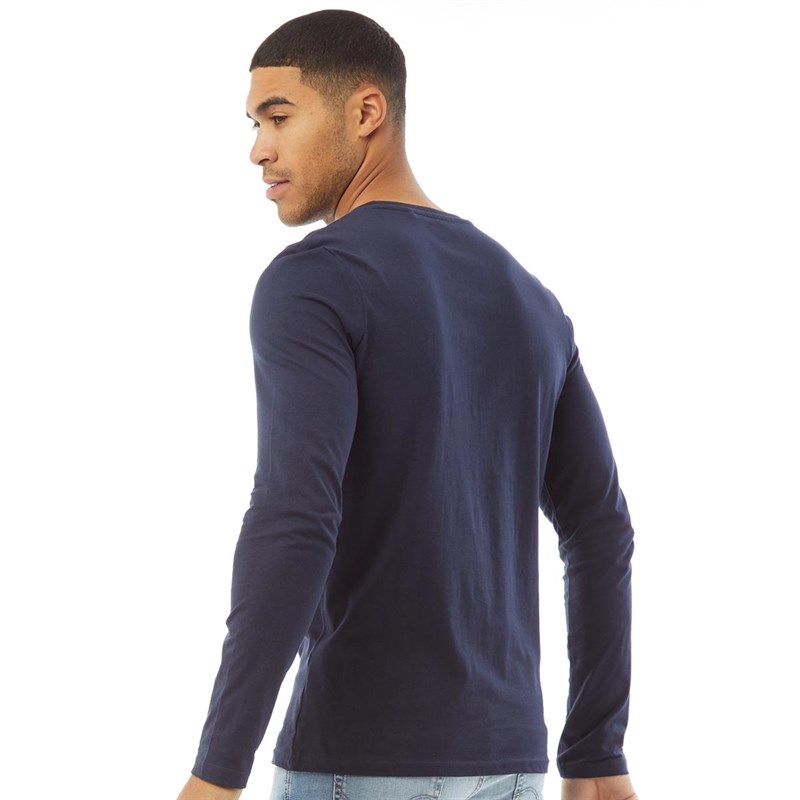 Fluid Mens Chest Stripe Long Sleeve Top Navy