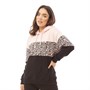 Fluid Womens Leopard Colour Block Hoodie Pink/Black