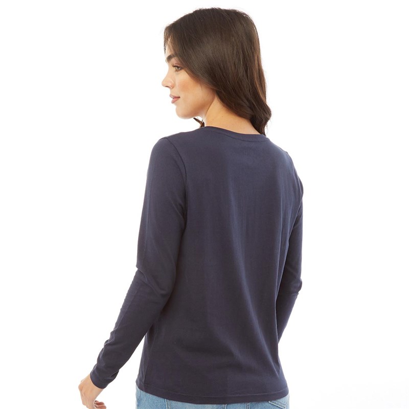 Buy Fluid Womens Scoop Neck Long Sleeve Top Navy