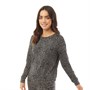 Fluid Womens Printed Long Sleeve Top Charcoal Leopard