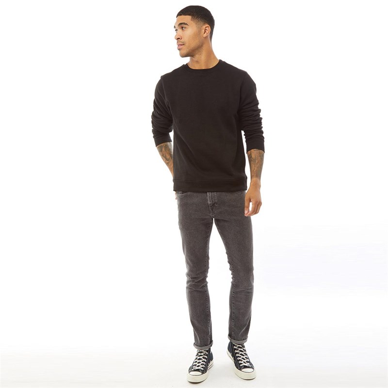 Fluid Mens Cotton/Recycled Polyester Fleece Crew Neck Sweatshirt Black