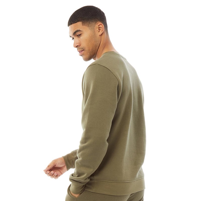 Buy Fluid Mens Cotton Recycled Polyester Fleece Crew Neck Sweatshirt Dusty Olive