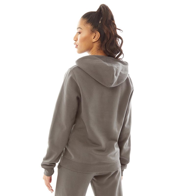 Fluid Womens Cotton/Recycled Polyester Fleece Zip Through Hoodie Tornado Grey