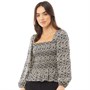 Fluid Dame Ladies Shirred Langærmet Bluse Flerfarvet