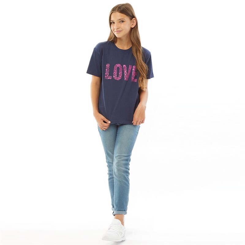 Fluid Junior Printed T-Shirt Navy