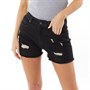 Fluid Womens Raw Hem Ripped Denim Shorts Black