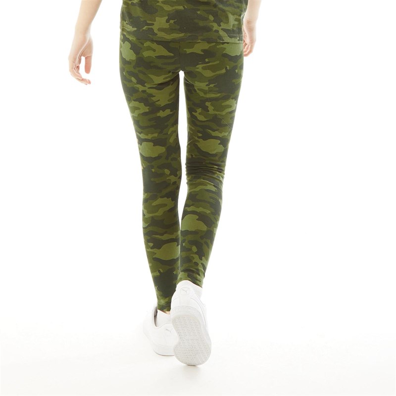 Fluid Junior Camo Print Leggings Khaki Camo