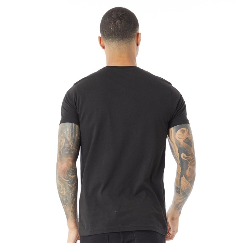 Fluid Mens T-Shirt With Woven Pocket Black