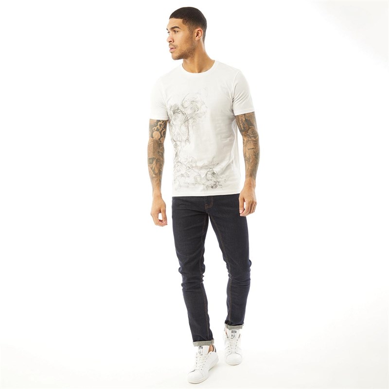 Fluid Męskie Side Skull Print T-shirty Biały