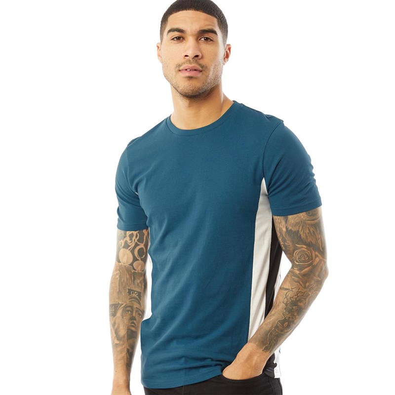 Fluid Mens Side Stripe T-Shirt Bright Blue