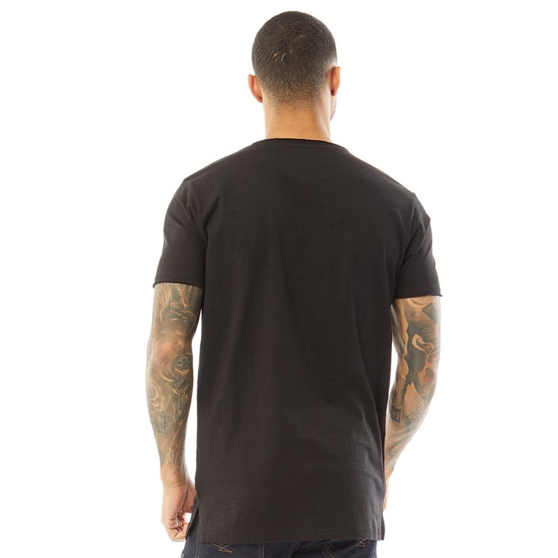 Fluid Mens Longline Raw Edge T-Shirt Black