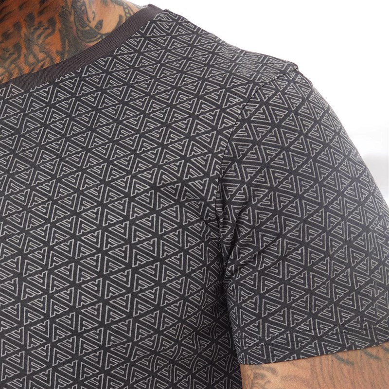 Fluid Mens Motif AOP T-Shirt Black