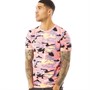 Fluid Mens Camo Print T-shirt Pink/Multi
