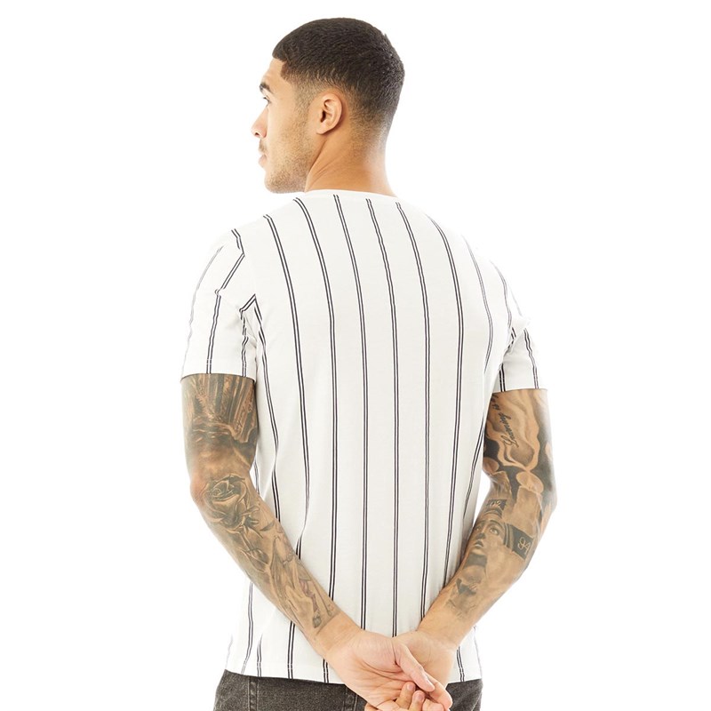 Fluid Herre Vertical Stripe T-shirts Hvid