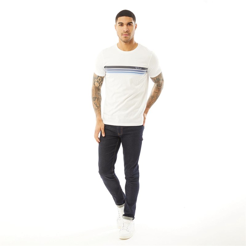 Buy Fluid Mens Chest Stripe T-Shirt White