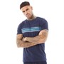 Fluid Heren Chest Stripe T-shirts Marineblauw