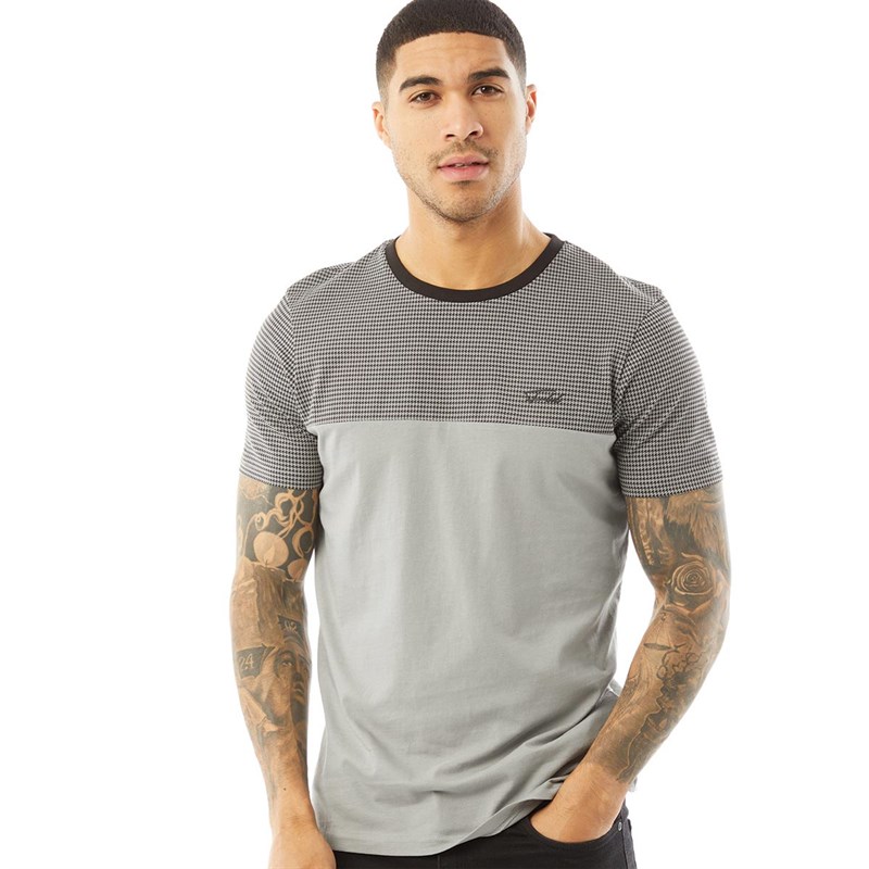 Fluid Herre Puppytooth Print T-shirts Grå-Grøn