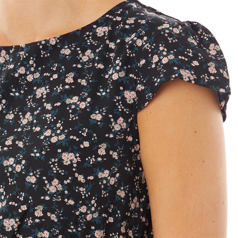 Fluid Dames Bloemenjurken Zwart