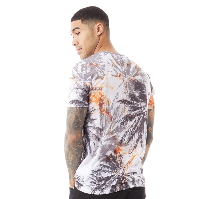 Fluid Mens Palm Print T-Shirt White