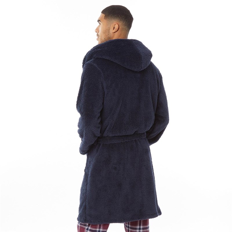 Fluid Mens Hooded Wellsoft Robe Navy