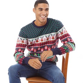 Buy Fluid Mens Jacquard Christmas Jumper Multi