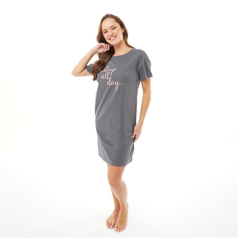 Fluid Womens Nightdress T-Shirt Dark Charcoal Marl