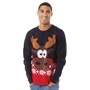 Fluid Mens Moose Christmas Jumper Navy Multi