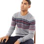 Fluid Herren Fairisle Pullover mit Rundhalsausschnitt Graumeliert