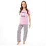 Fluid Womens Short Sleeve Top And Long Pyjama Bottoms Pink/Grey Marl