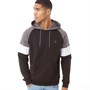 Fluid Mens Stripe Sleeve Hoodie Black/Castlerock Grey