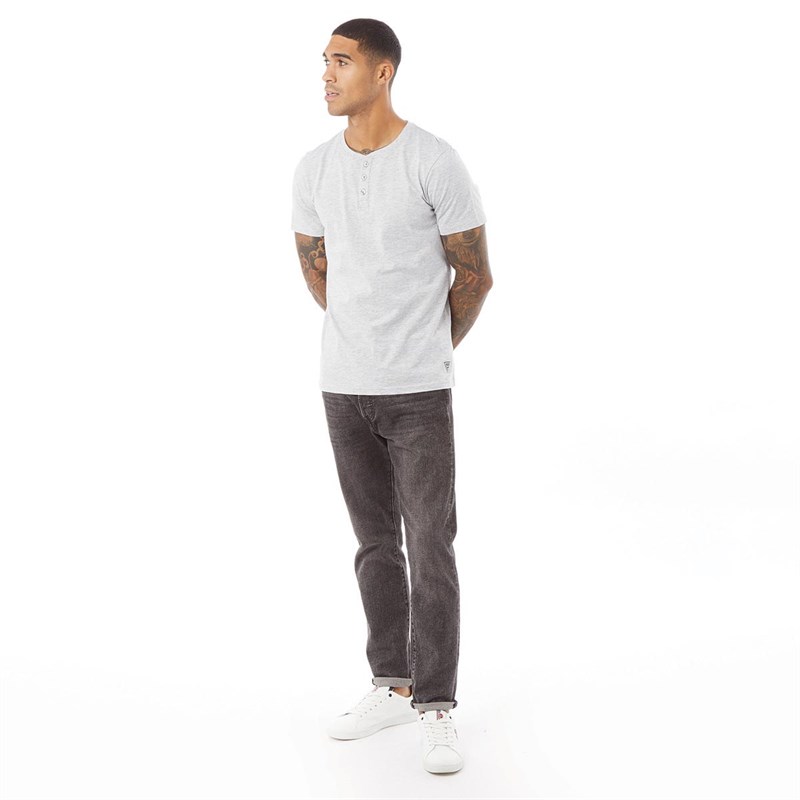 Fluid Mens Henley T-Shirt Grey Marl