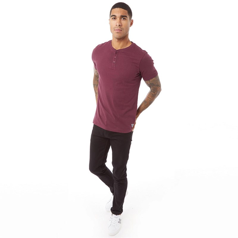 Fluid Mens Henley T-Shirt New Maroon