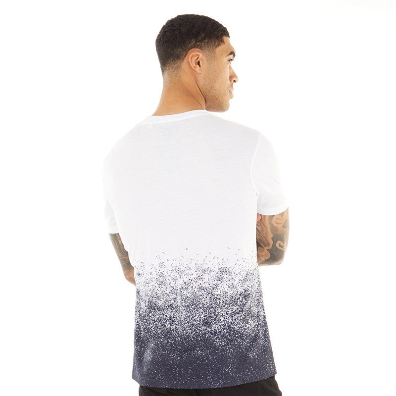 Fluid Mens Graduated Splatter T-Shirt White/Blue