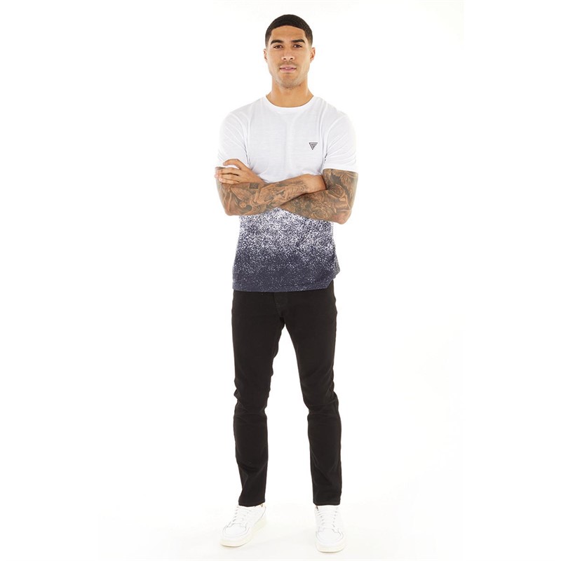 Fluid Mens Graduated Splatter T-Shirt White/Blue